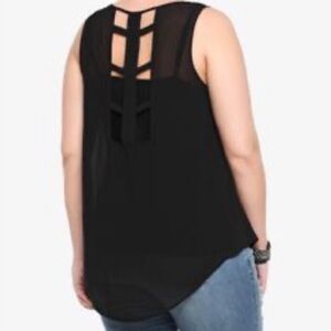 Torrid women’s New NWT Sheer Tank Sleeveless Top Black Cutout Cage Detail Size 1